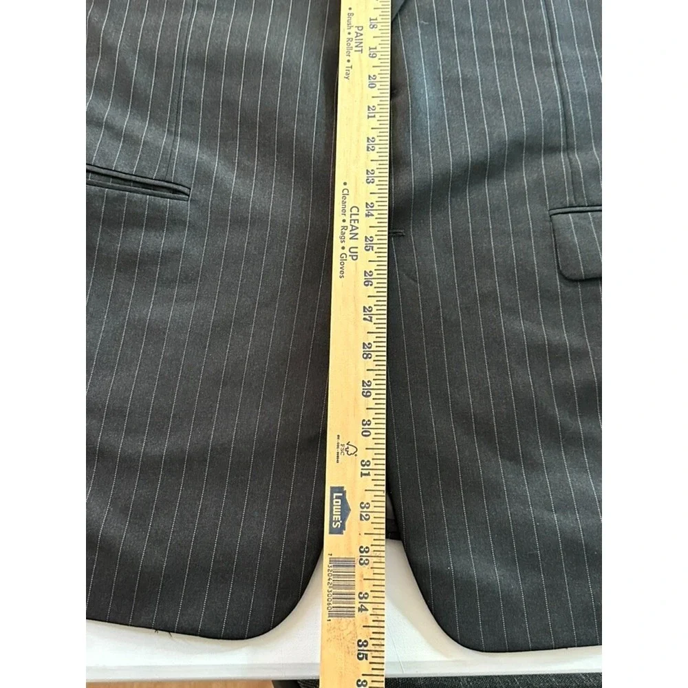 Hickey Freeman Men's Charcoal Jacket Blazer Pinstripe 44L - Loro Piana 100% Wool